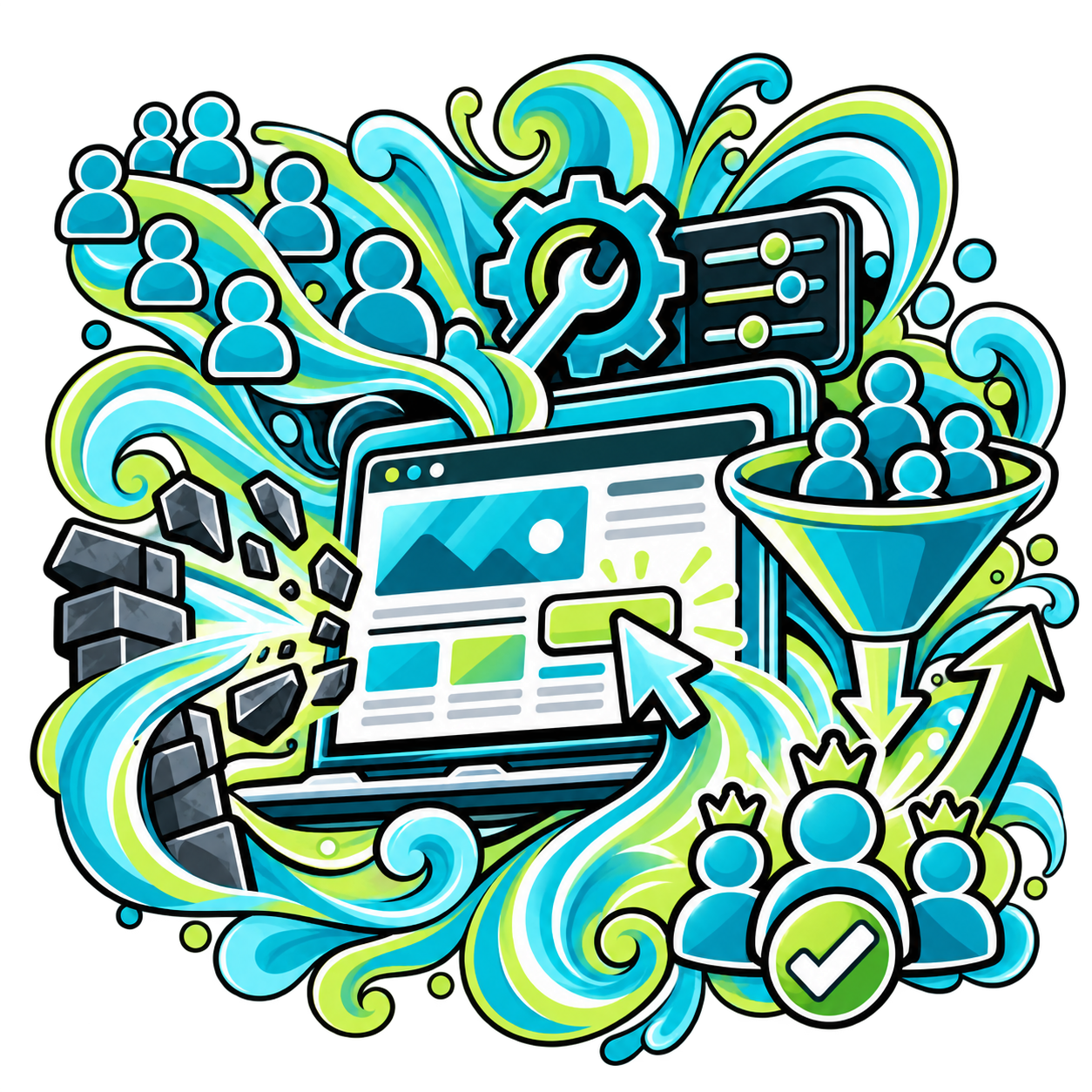 A website breaking down barriers to bring more customers in through the marketing funnel, symbolising website conversion rate optimisation